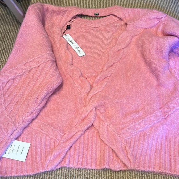 NWT FOR LOVE & LEMONS carly open back sweater in pink size XL-2X - Picture 6 of 15